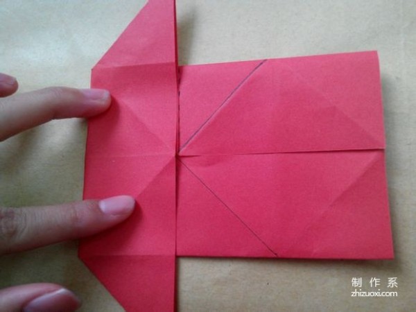 Illustration of DIY origami method of beautiful windmill rose flower