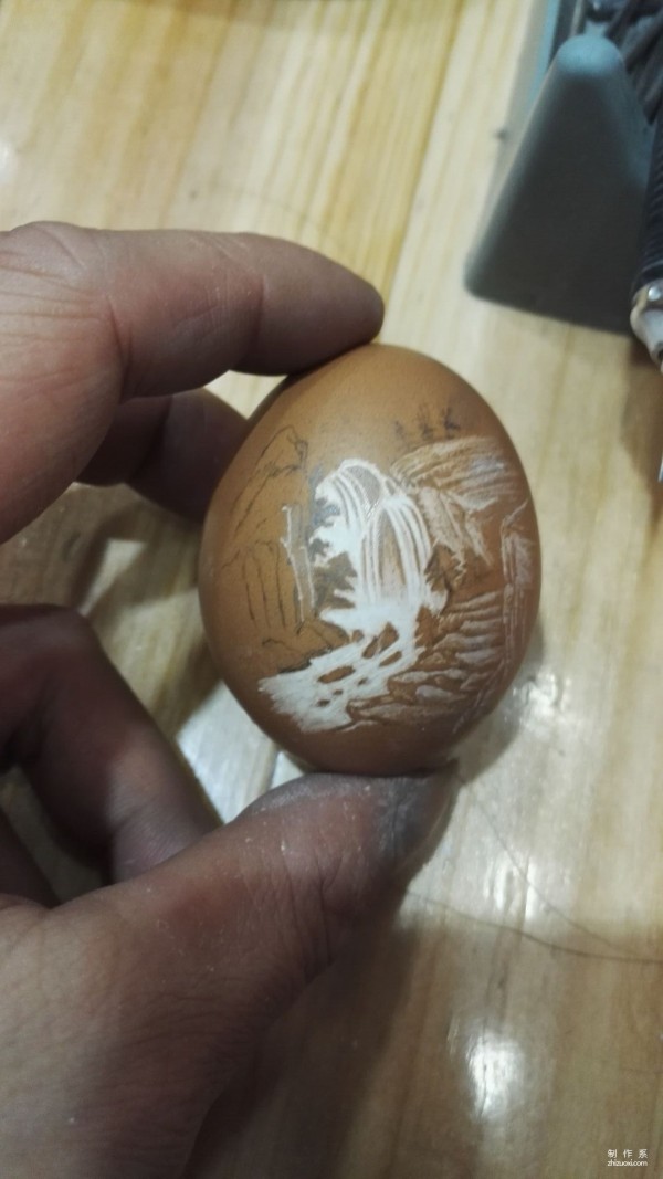 DIY eggshell carving method for egg carving landscape painting