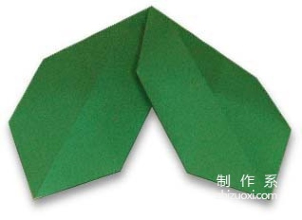 Illustration of origami method for Christmas leaf decorations