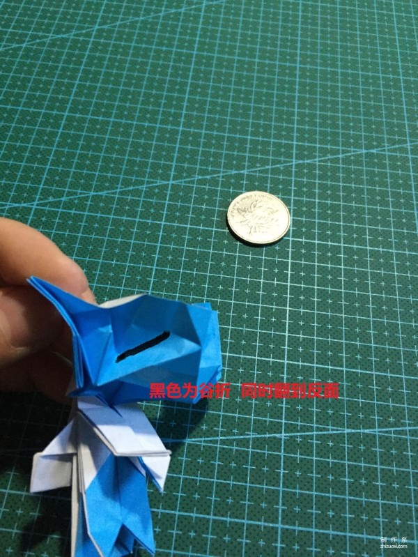 Real-life tutorial on origami Chirulian with complex origami cartoon characters