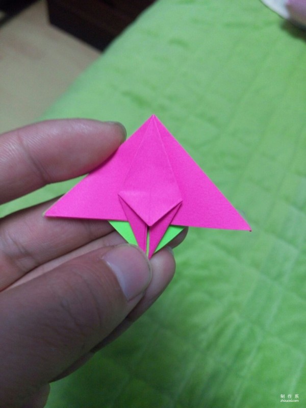 Making a paper crane bookmark, origami making tutorial for a double-sided paper crane bookmark