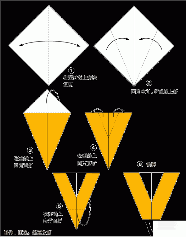 Illustrated origami tutorial for the English letter V