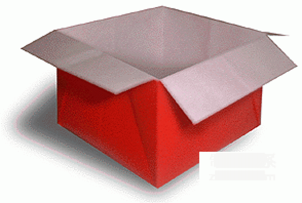 Illustration of the origami method of a simple paper box gift box