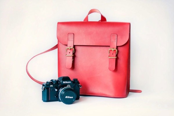 Red leather backpack diy handmade steps