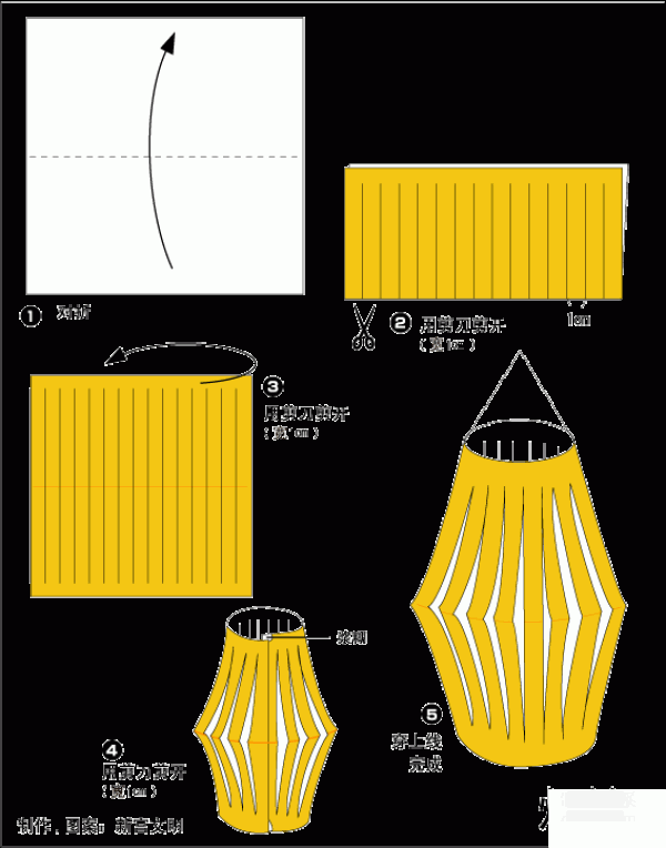 Childrens manual origami method of three-dimensional origami lantern