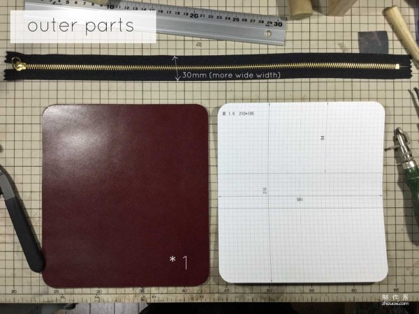 Leather zipper handbag making tutorial (with drawings to download)