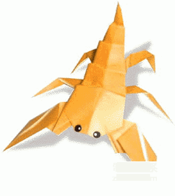 A childrens handmade origami method of a scorpion insect