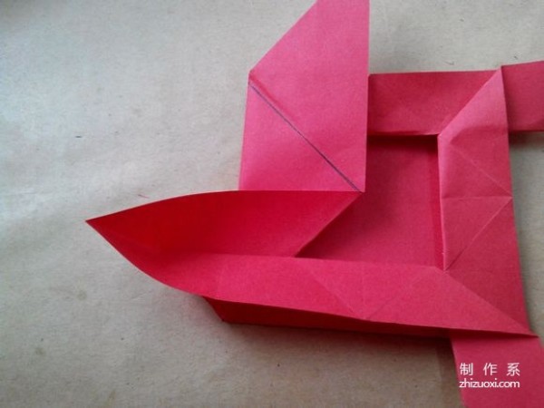 Illustration of DIY origami method of beautiful windmill rose flower