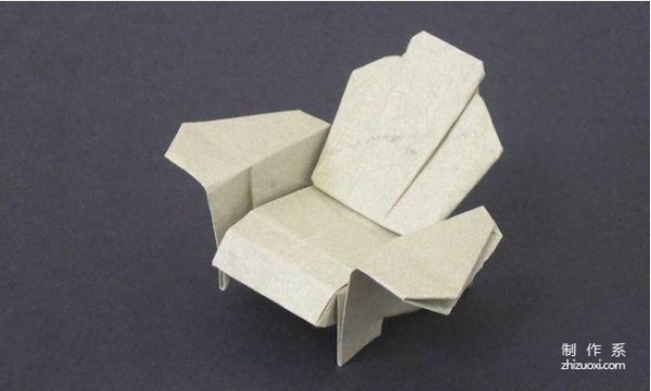 Simple 3D origami sofa, illustrated tutorial on how to fold a sofa seat for fun