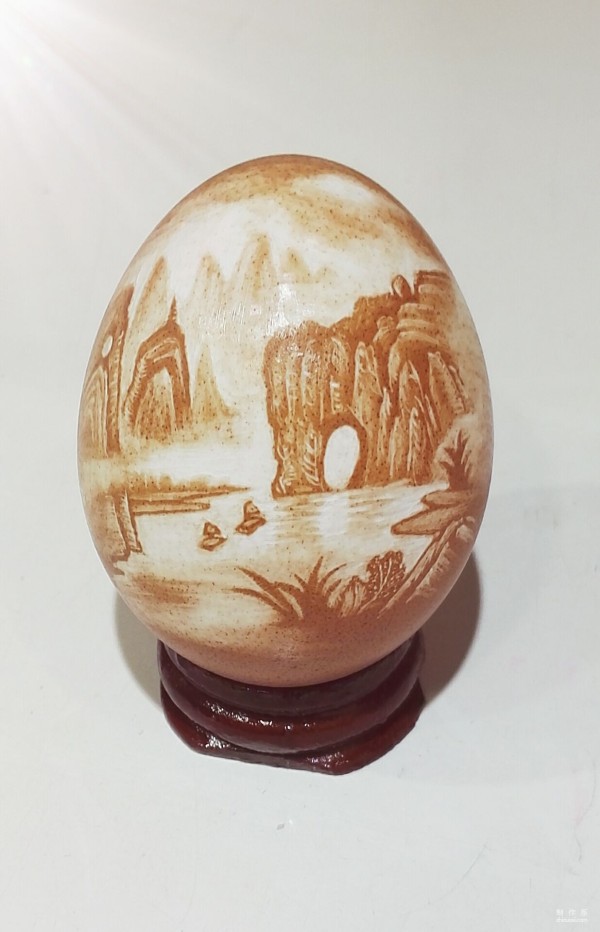 DIY eggshell carving method for egg carving landscape painting