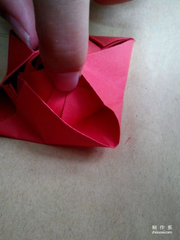 Illustration of DIY origami method of beautiful windmill rose flower