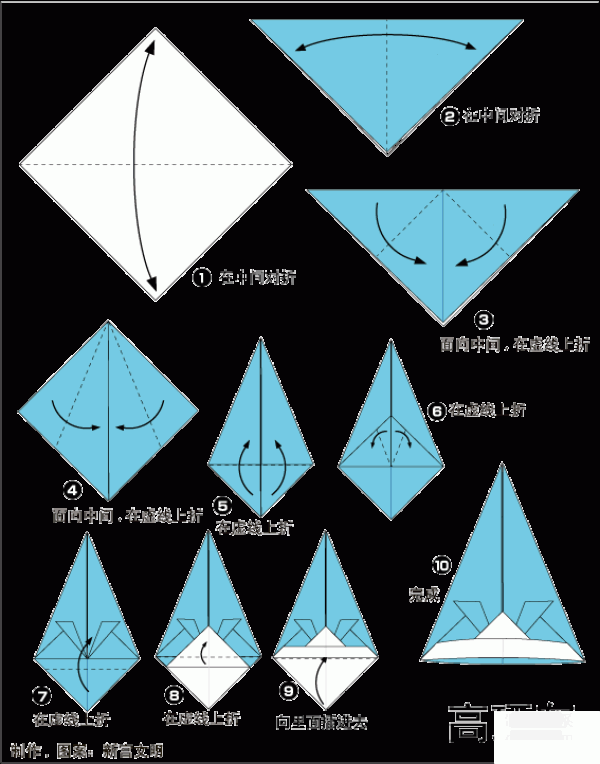 Fun origami method for a high-top helmet