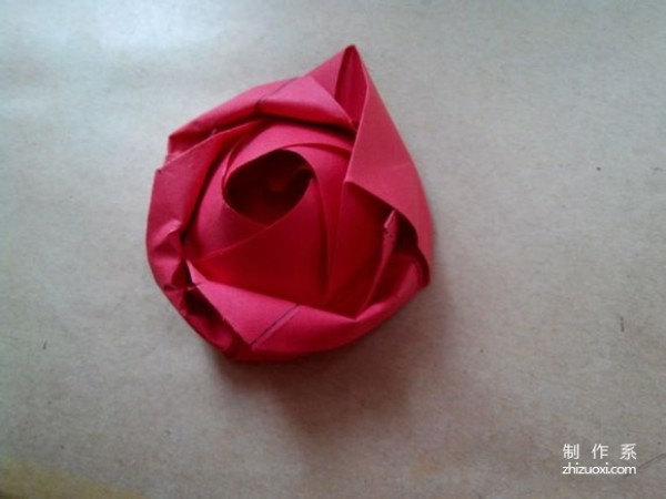 Illustration of DIY origami method of beautiful windmill rose flower