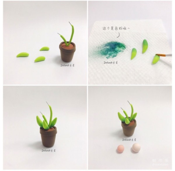 Very realistic plasticine handmade DIY succulent small potted soft clay handmade method