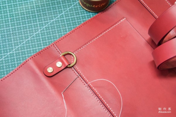 Red leather backpack diy handmade steps