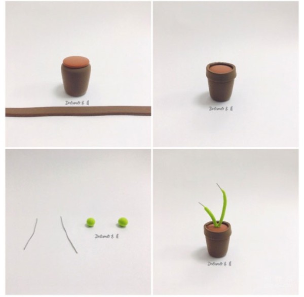 Very realistic plasticine handmade DIY succulent small potted soft clay handmade method