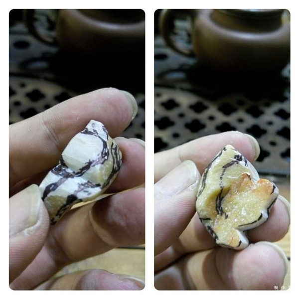 Hand carving method of stone wintersweet fan pendant