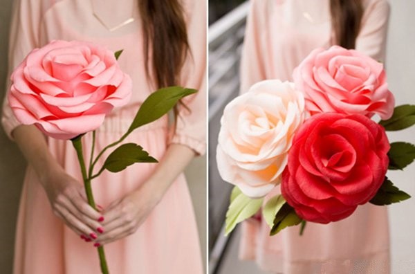 Crepe paper roses embody the romance of fairy tales