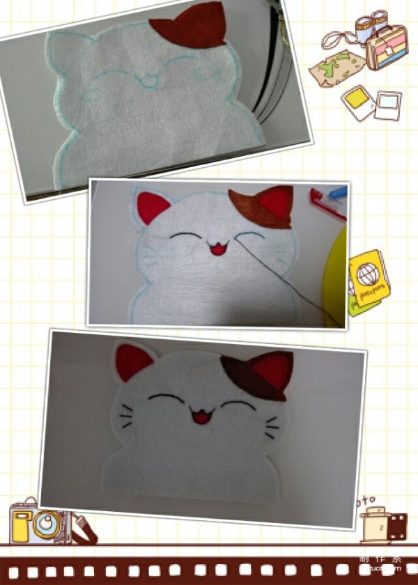 DIY tutorial for hand-making cute and beautiful Lucky Cat switch sticker decorations from non-woven fabrics