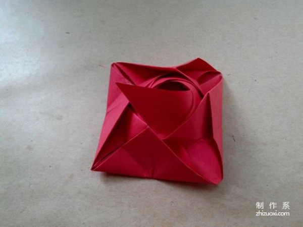 Illustration of DIY origami method of beautiful windmill rose flower