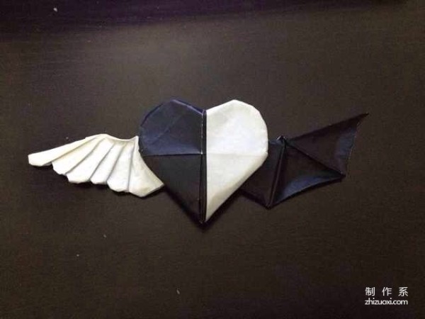 Evil and beautiful angel devil heart paper heart love origami tutorial