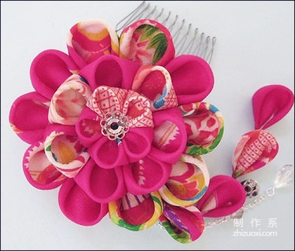 Handmade cloth art teaches you how to DIY Japanese style kimono flower headband jewelry by hand