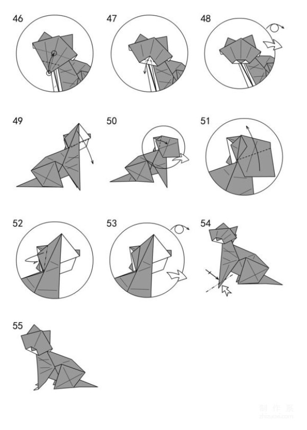 Illustrated tutorial to teach you how to fold a big-faced cat origami