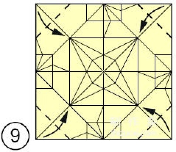 Origami method of folding a star-shaped garbage box