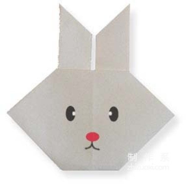 A complete guide of how to fold the face of a little origami bunny for children