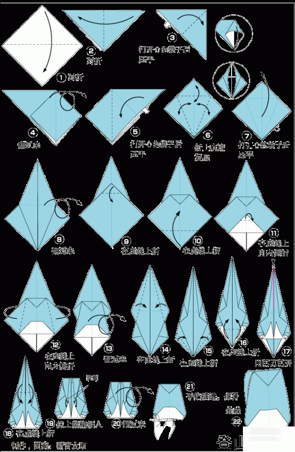 Illustrated step-by-step tutorial on origami method for mountaineering backpack