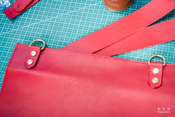 Red leather backpack diy handmade steps