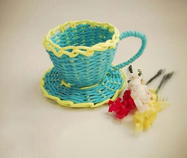 Paper rattan DIY woven creative coffee cup