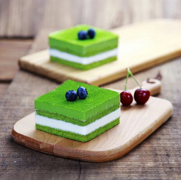 Casual afternoon tea - delicious cake dessert matcha mousse