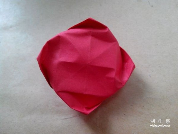 Illustration of DIY origami method of beautiful windmill rose flower