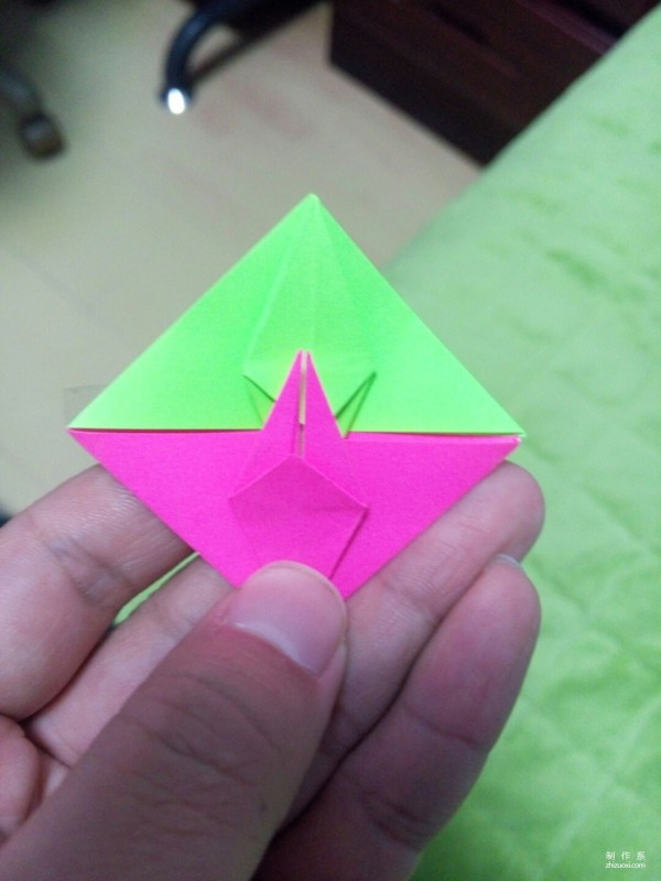 Making a paper crane bookmark, origami making tutorial for a double-sided paper crane bookmark