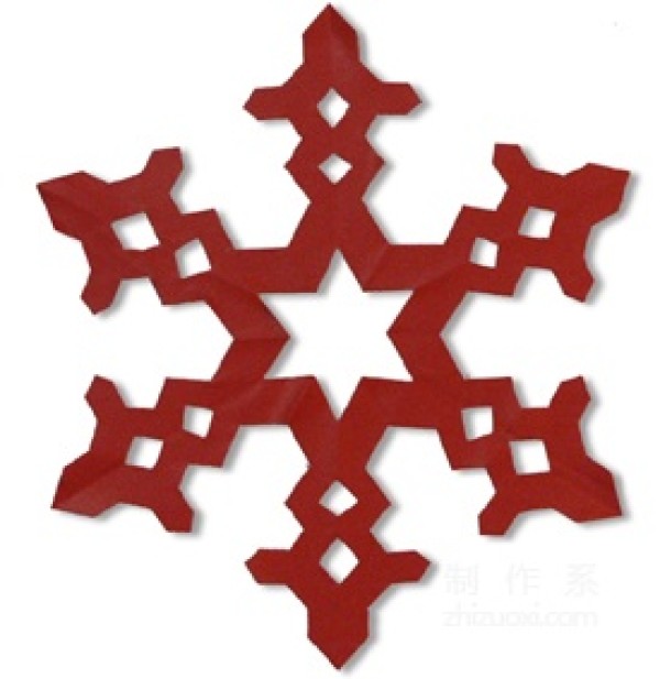 Origami paper cutting method of Christmas red Christmas snowflakes