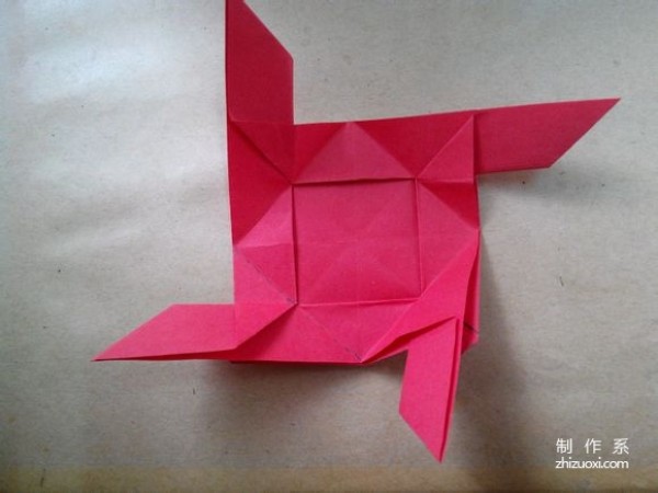 Illustration of DIY origami method of beautiful windmill rose flower