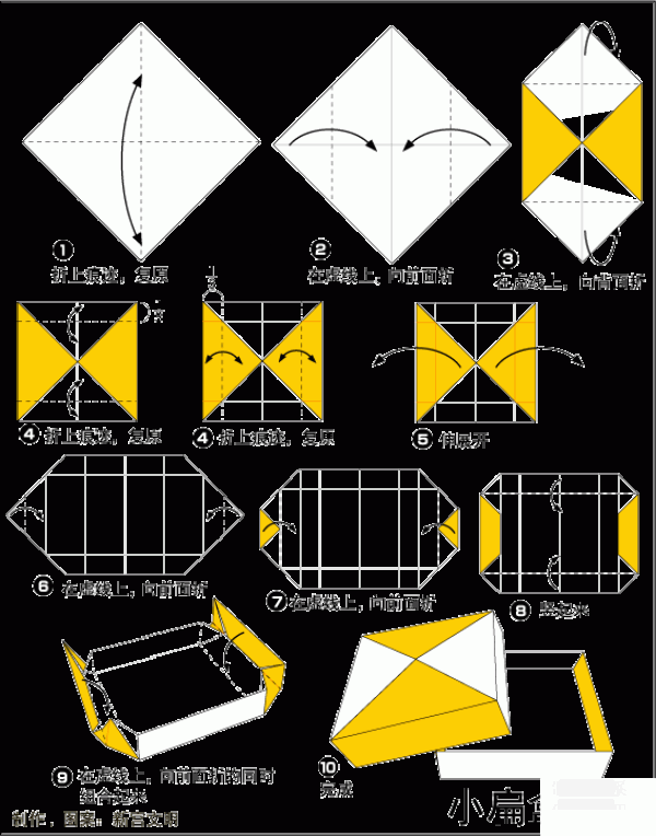 Origami method of small flat box