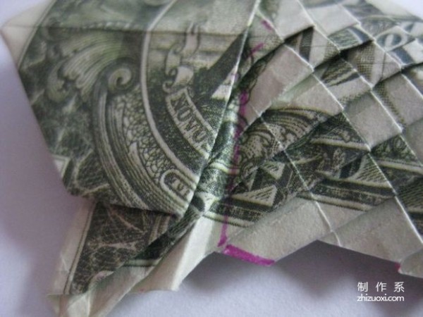 Detailed tutorial of dollar carp origami banknote real shot pictures