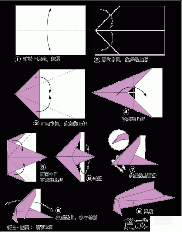 Origami method of paper airplane kite airplane