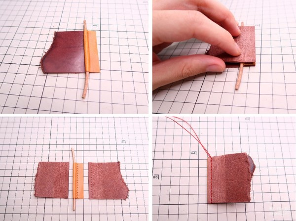 Handmade leather goods inseam piping process