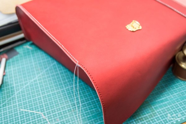 Red leather backpack diy handmade steps