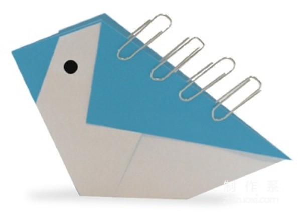 Origami method of storing paper bags with bird clips