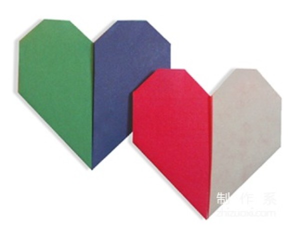 Origami method of love heart-shaped two-color heart two-color heart