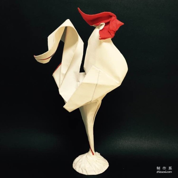 Rooster origami tutorial, zodiac chicken origami tutorial with real shots and illustrations