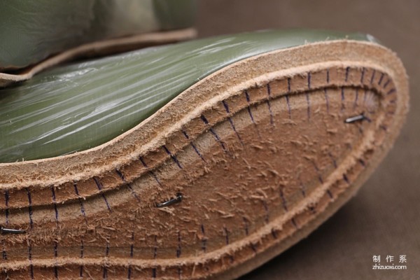 The making process of a pair of handmade work boots