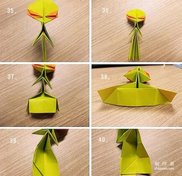 Illustration of the origami method of making interesting aliens by hand