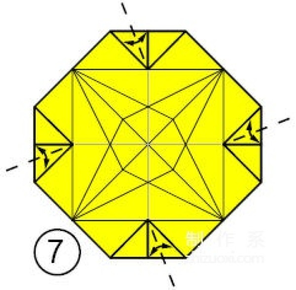 Origami method of folding a star-shaped garbage box