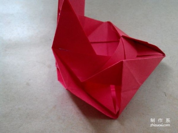 Illustration of DIY origami method of beautiful windmill rose flower