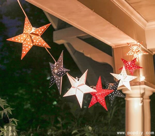 DIY creative origami to make three-dimensional star lampshade